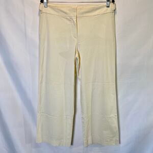 Jil Sander Womens Dress Pants Trousers Cream Wide Leg Buckle Sides Career Work